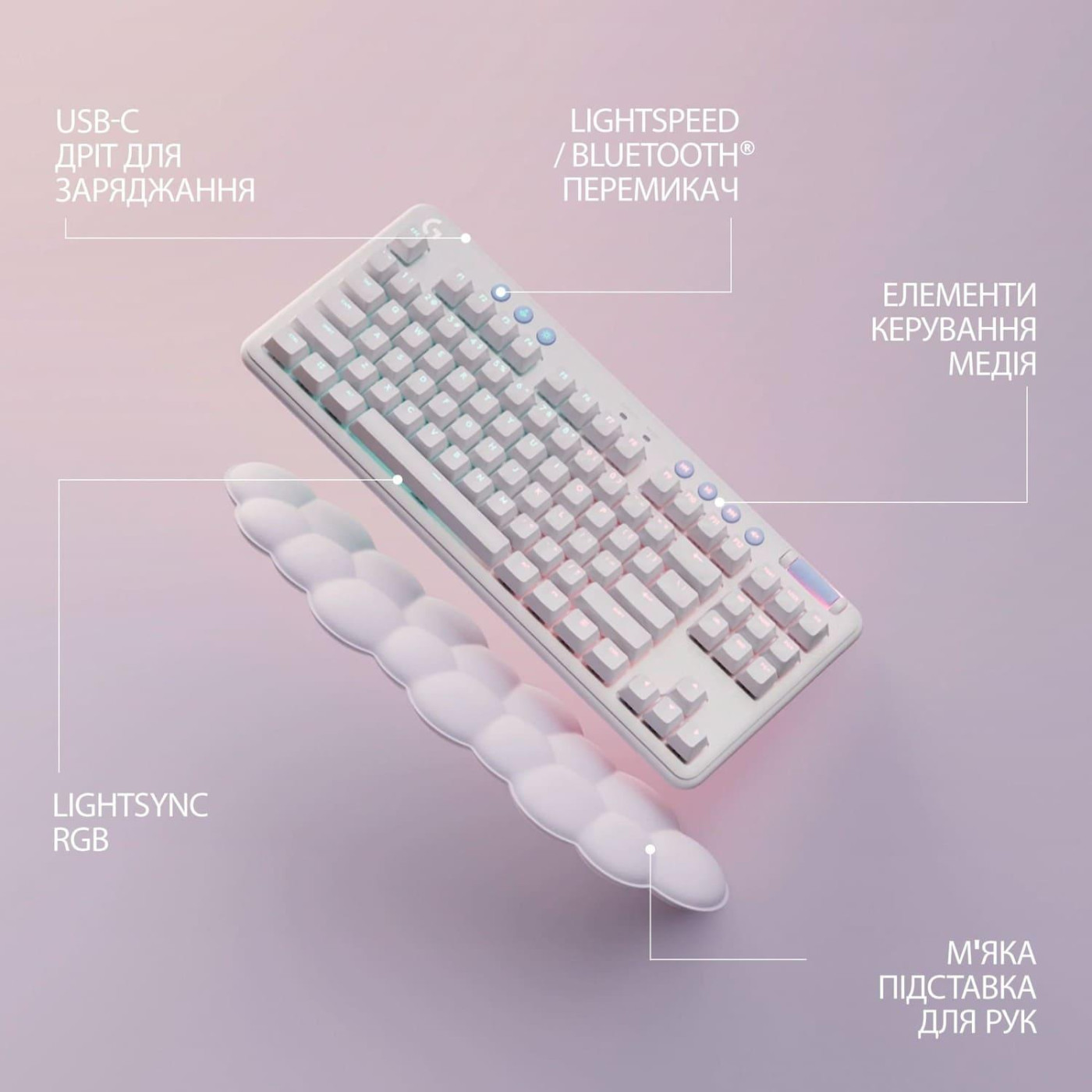 Клавіатура Logitech G715 TKL Wireless RGB GX Tactile Off-White (920-010465)
