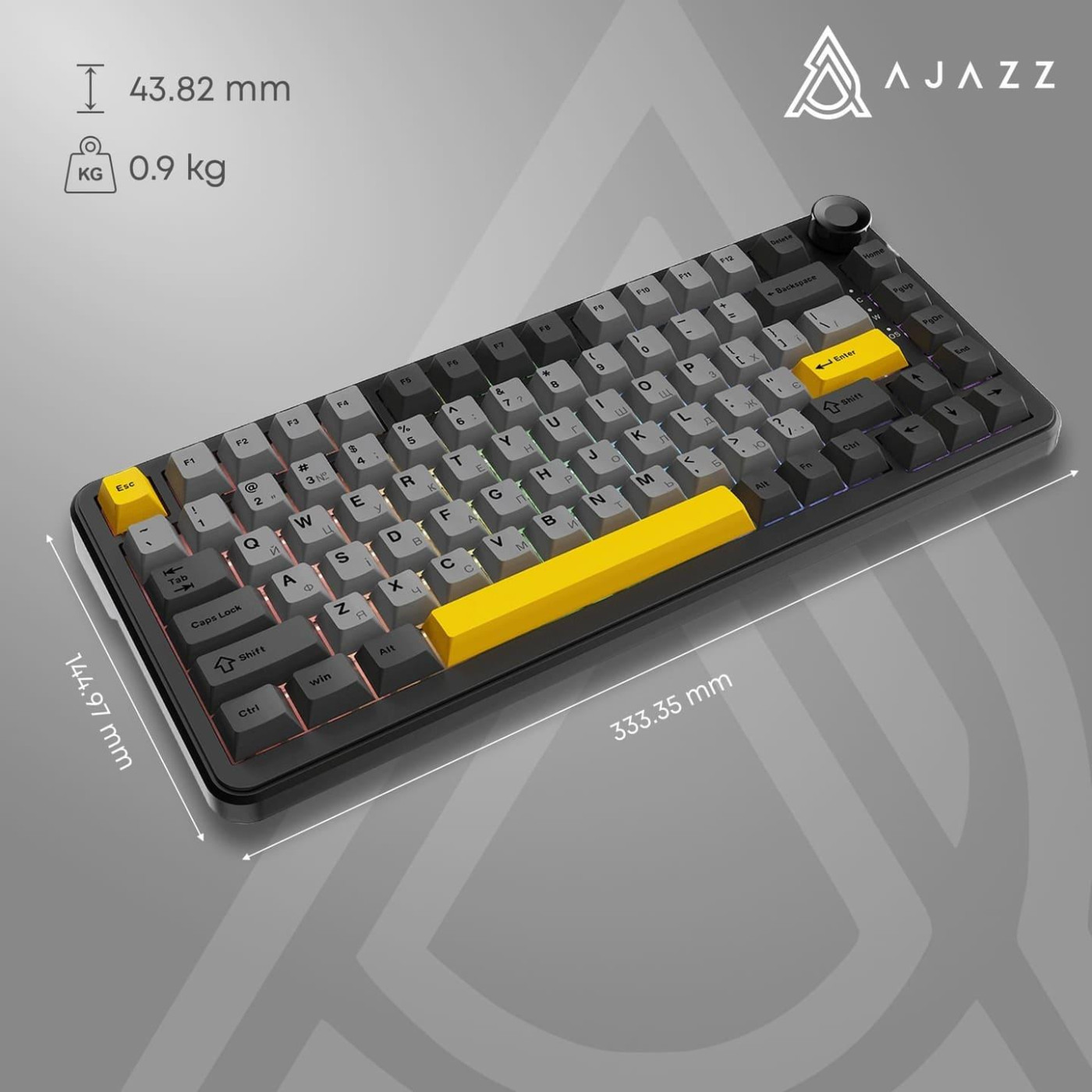 Клавіатура Ajazz AK820 MAX PLUS Daydream Switch Black Gray Yellow 3 (AK820MAX-DD-BGY)