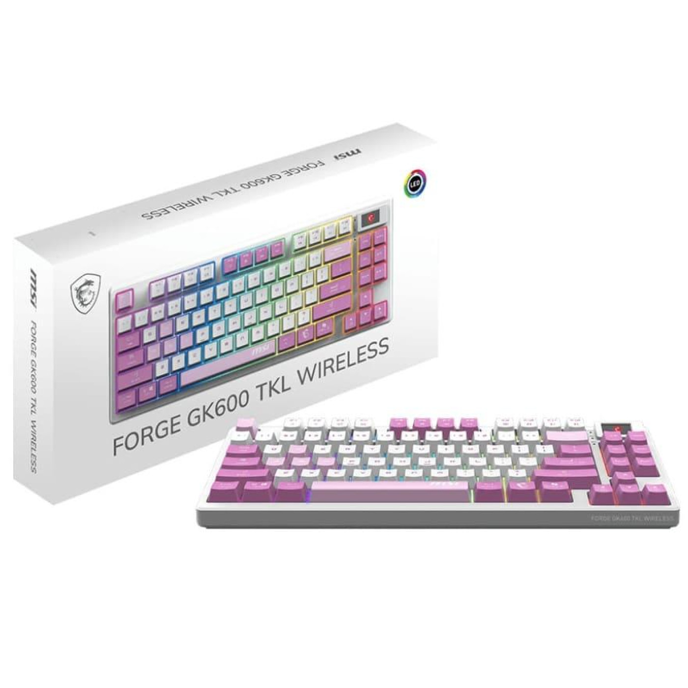 Клавіатура MSI FORGE GK600 TKL W VIOLET 83key USB-A/Wireless EN/UKR/RU RGB Violet (S11-43UAQ01-HH9)