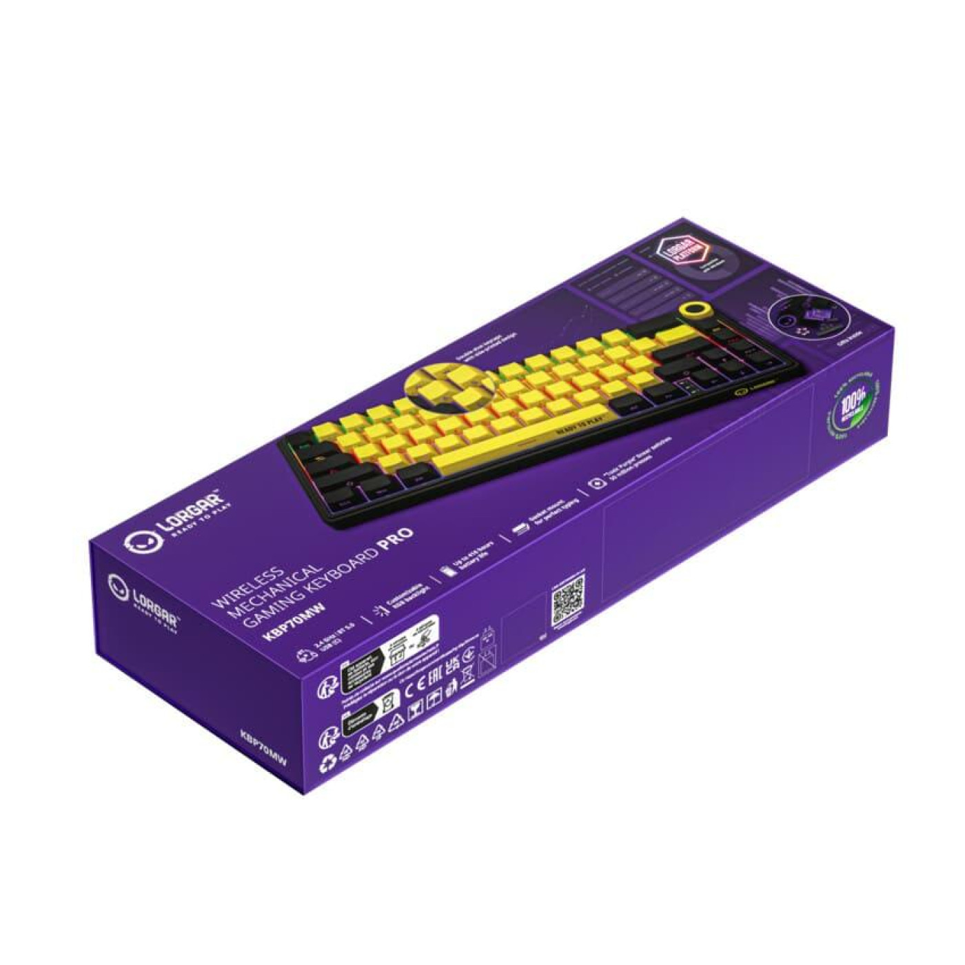 Клавиатура Lorgar KBP70MW Pro Wireless 65% Compact Black Yellow EN/UA (LRG-KBP70MW-YL-US)