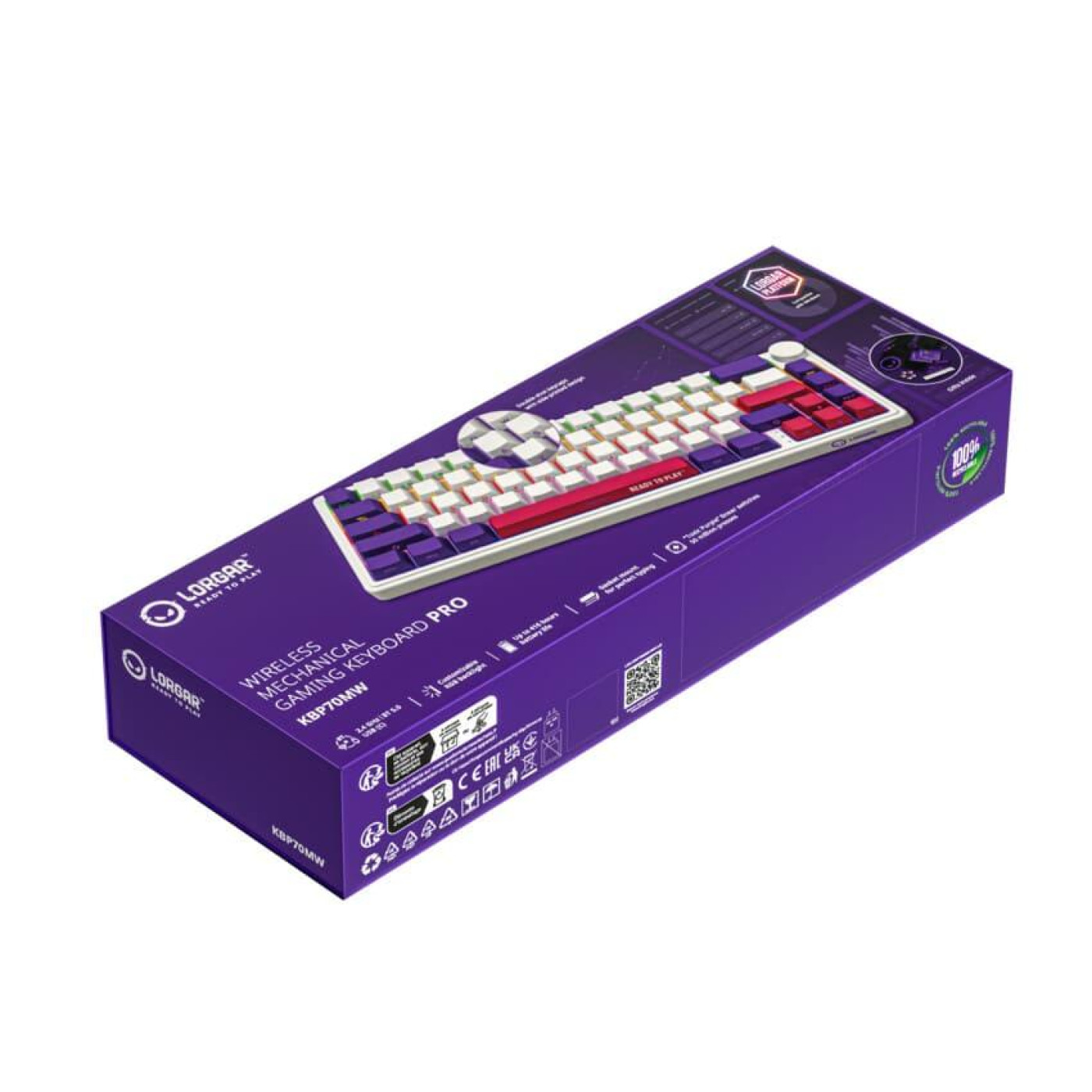 Клавиатура Lorgar KBP70MW Pro Wireless 65% Compact Black White EN/UA (LRG-KBP70MW-WH-US)