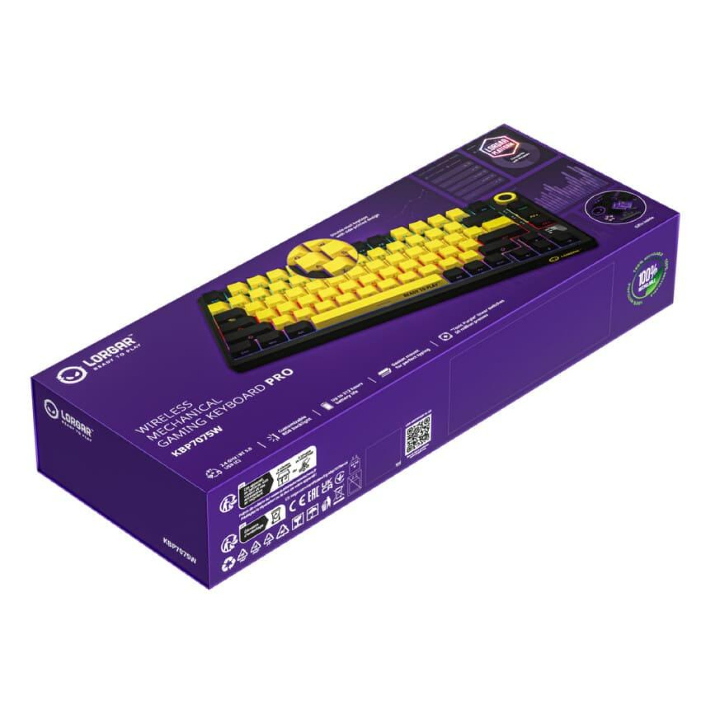 Клавиатура Lorgar KBP7075W Wireless Pro 75% Exploded Black Yellow EN/UA (LRG-KBP7075W-YL-US)