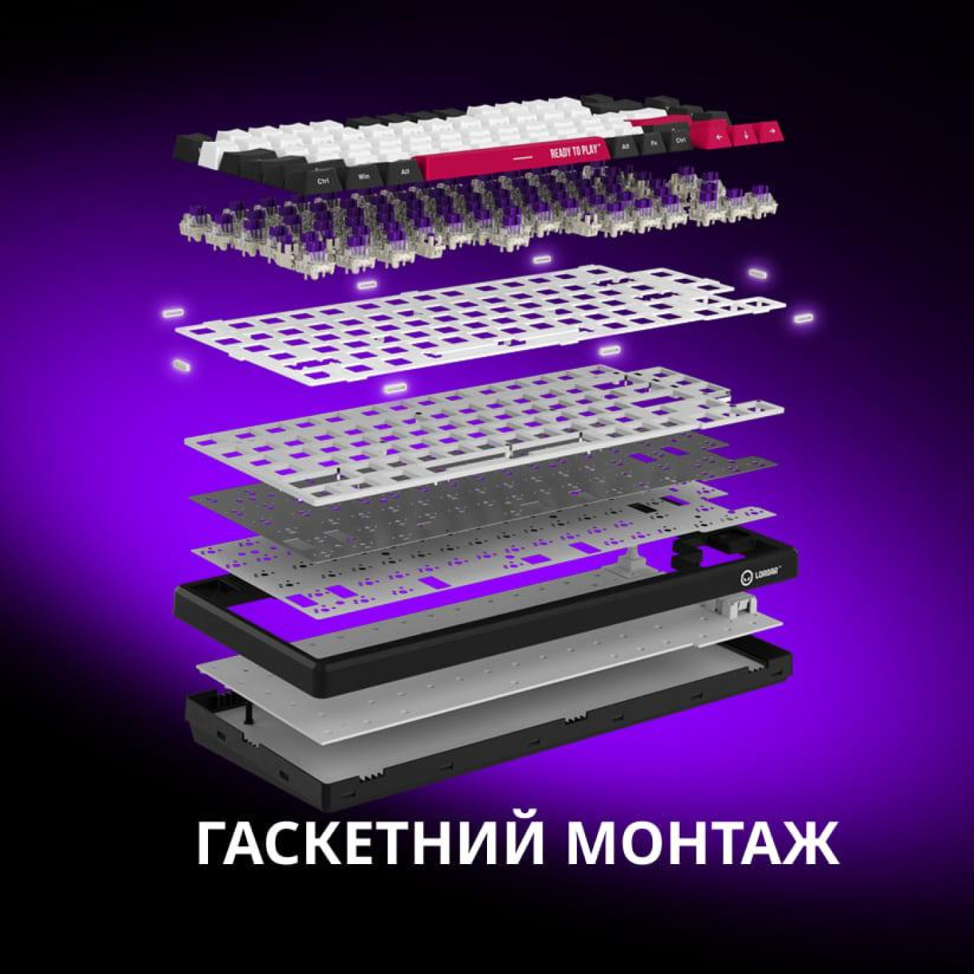 Клавиатура Lorgar KBP7075W Wireless Pro 75% Exploded White EN/UA (LRG-KBP7075W-WH-US)