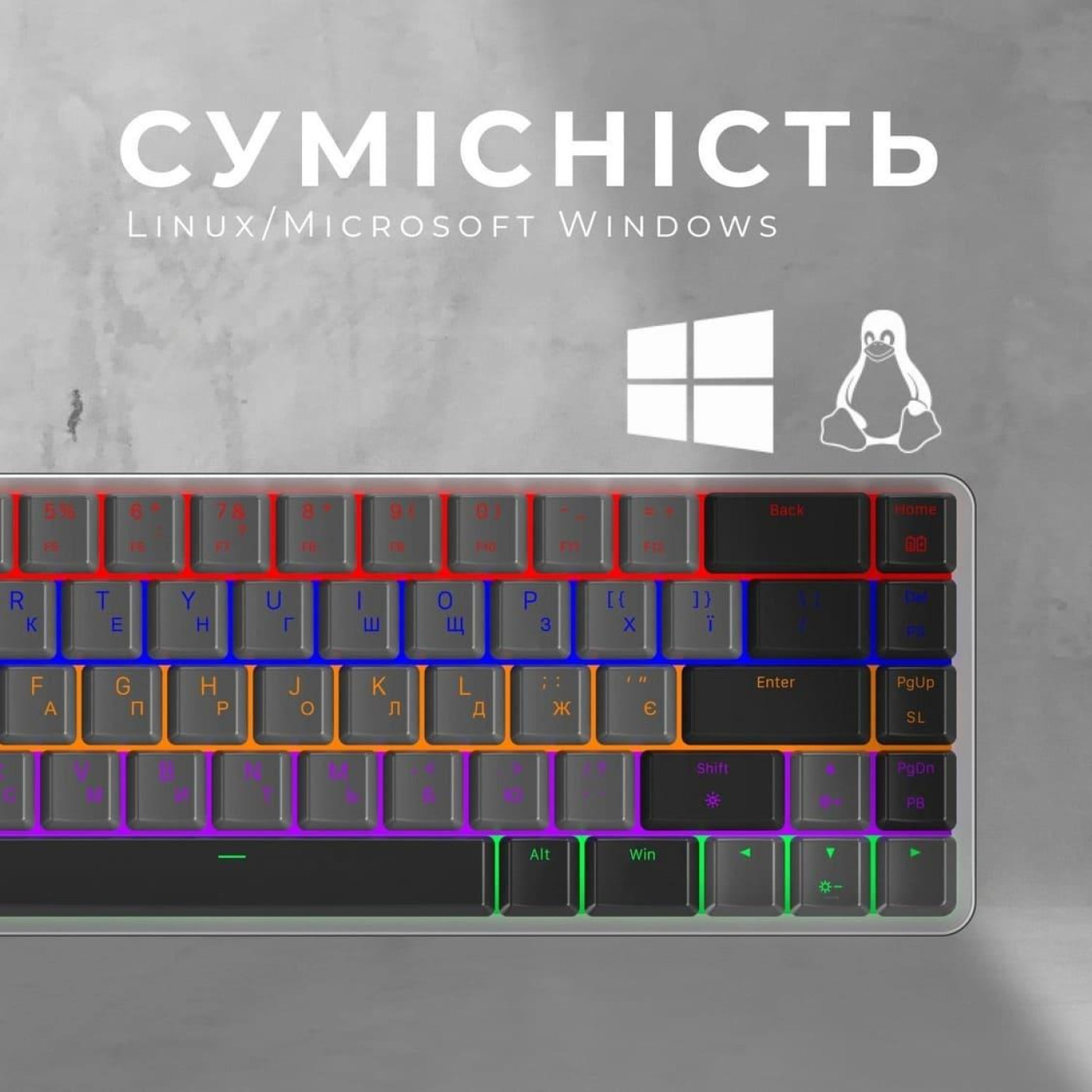 Клавиатура GamePro MK122R Red Switch Low Profile Wireless Dark Gray (MK122R)