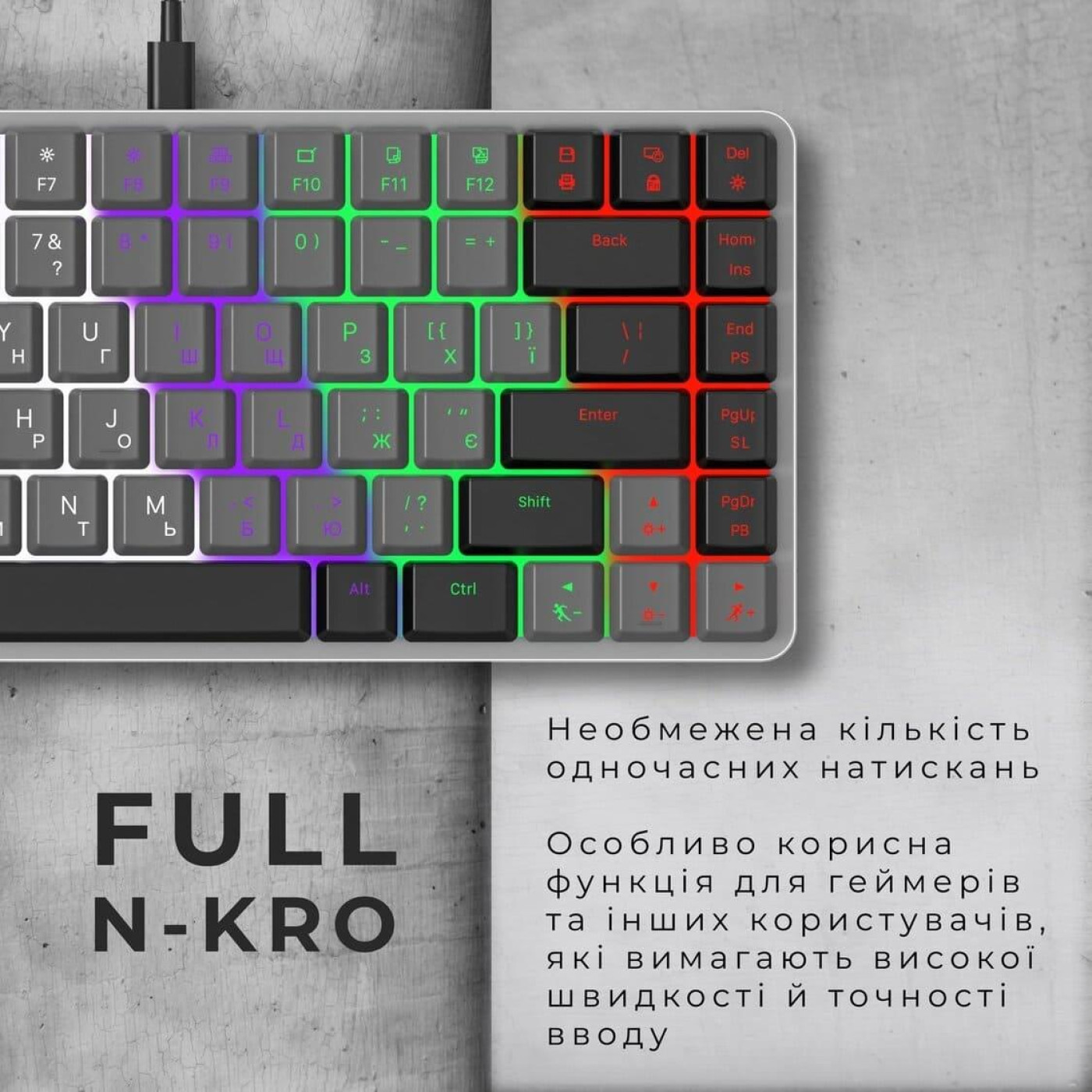 Клавиатура GamePro MK140R Red Switch Low Profile Dark Gray (MK140R)