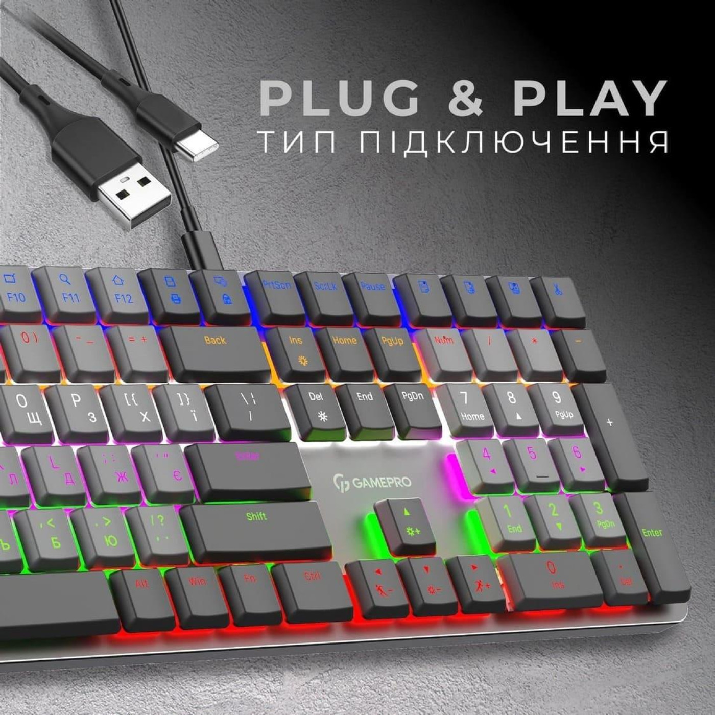 Клавіатура GamePro MK145R Red Switch Low Profile Dark Gray (MK145R) U1