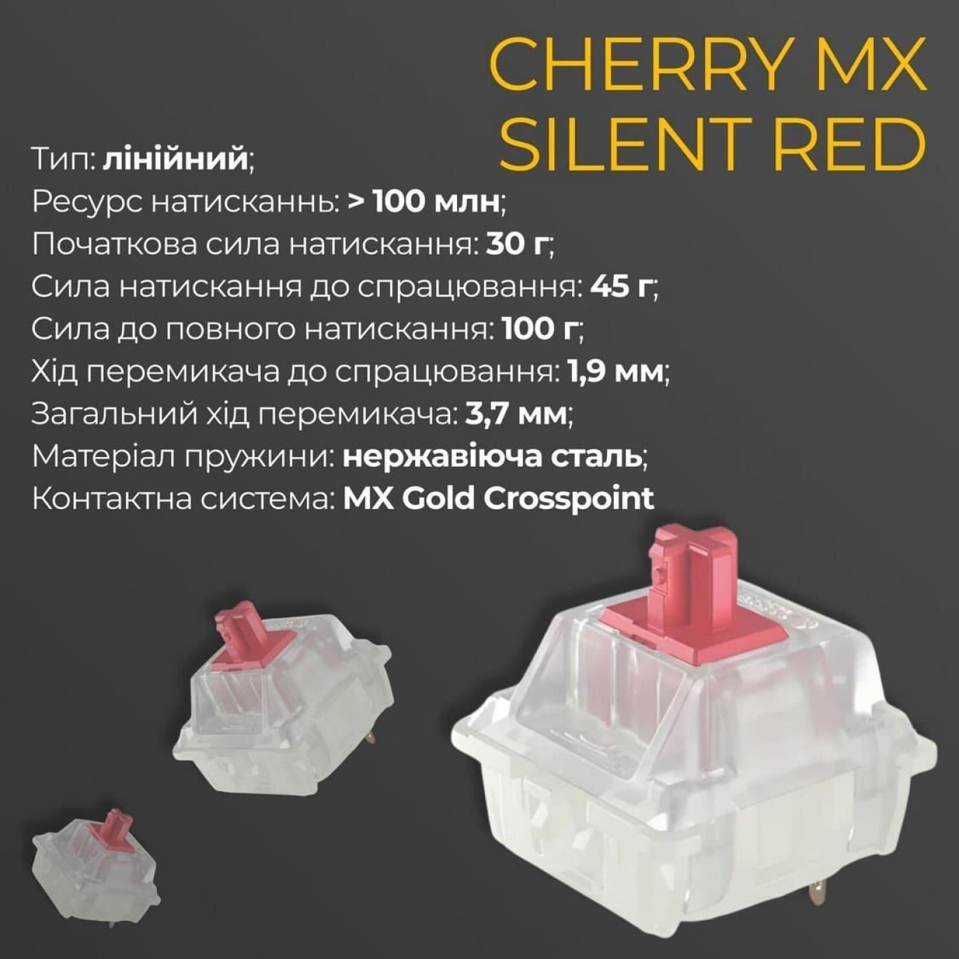 Клавіатура Ducky One 3 TKL Cherry MX Silent Red RGB Black UA (DKON2187ST-SUAPXCLAWSC1) Б/в