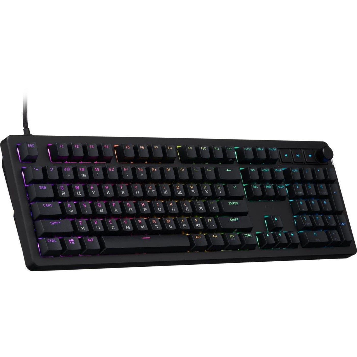 Клавіатура HyperX Alloy Rise 106key, Red, USB-A, EN/UA, RGB, чорний (7G7A3AA)