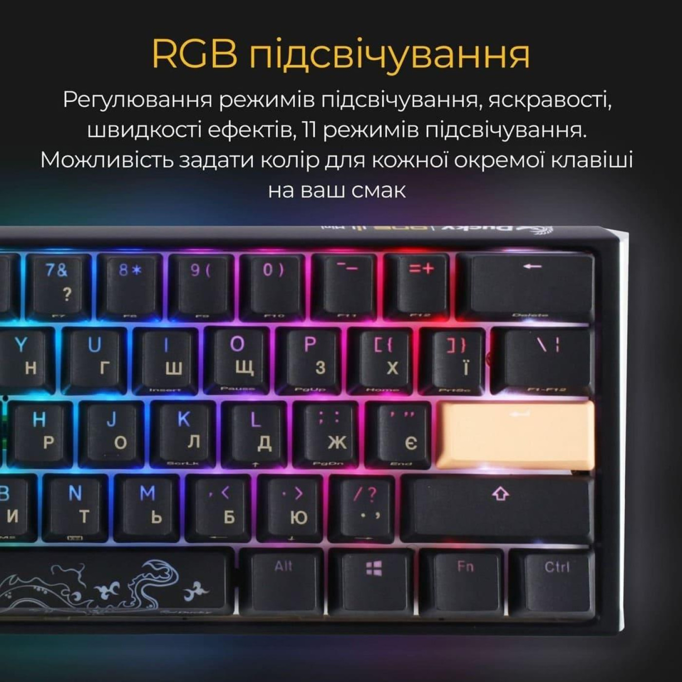 Клавиатура Ducky One 3 Mini Cherry MX Silent Red RGB Black UA (DKON2161ST-SUAPXCLAWSC1)