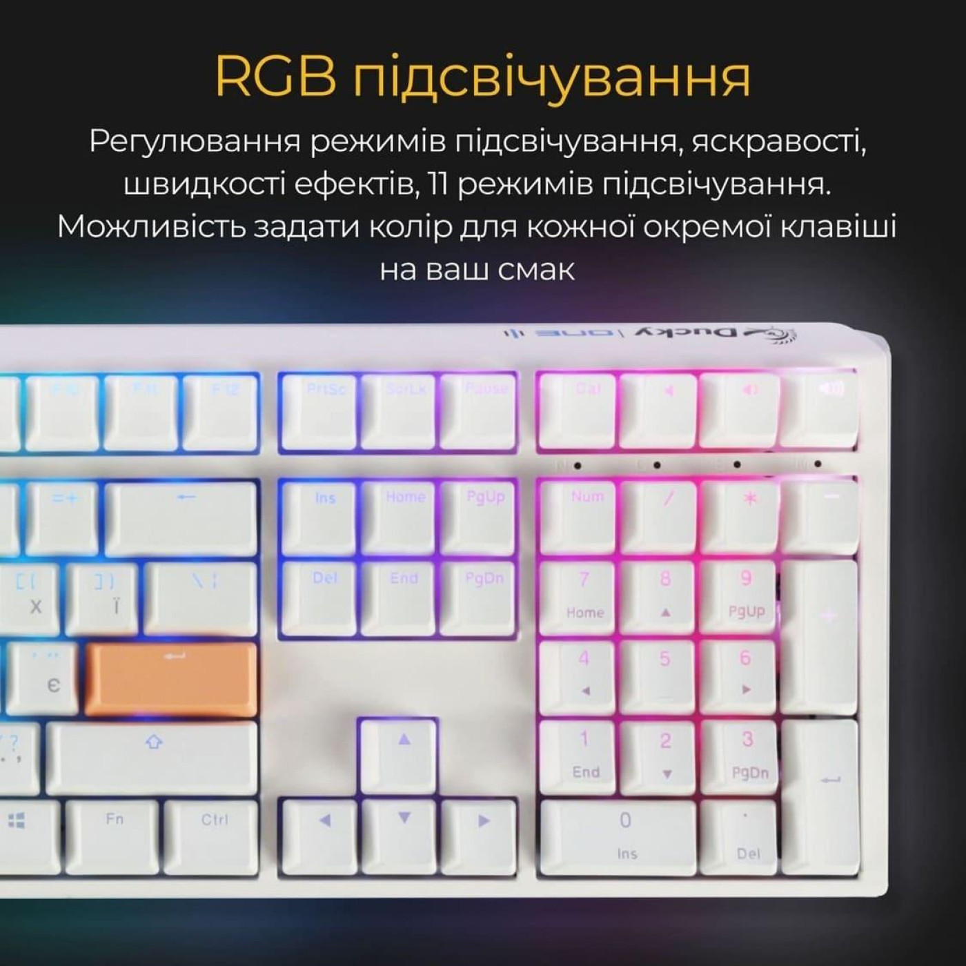 Клавиатура Ducky One 3 Cherry MX Blue RGB White UA (DKON2108ST-CUAPXPWWWSC1)