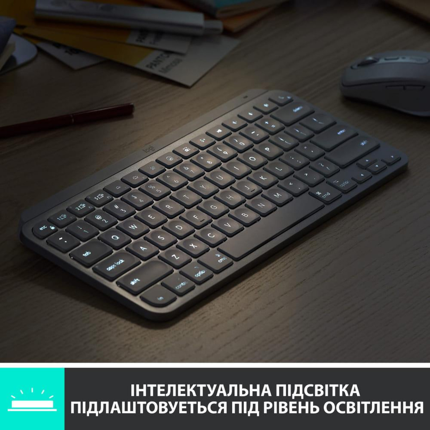 Клавіатура Logitech MX Keys Mini For Mac Wireless Illuminated Pale Gray (920-010526)