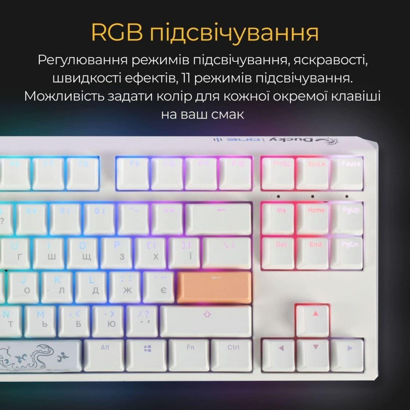Клавіатура Ducky One 3 TKL Cherry MX Red RGB White UA (DKON2187ST-RUAPXPWWWSC1) U1