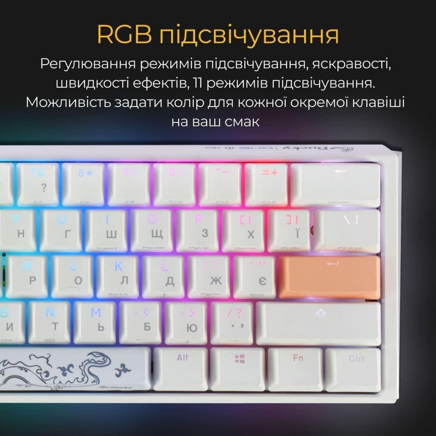 Клавиатура Ducky One 3 Mini Cherry MX Red RGB White UA (DKON2161ST-RUAPXPWWWSC1)