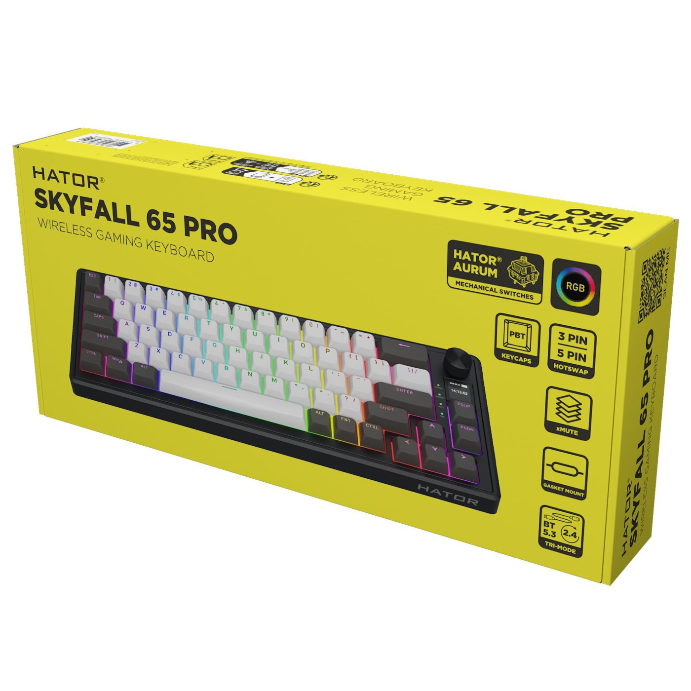 Клавіатура HATOR Skyfall 65 PRO Wireless Silent Switches US Grey Black (HTK4160)