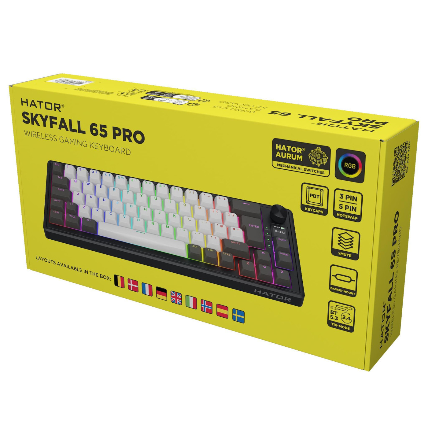 Клавіатура HATOR Skyfall 65 PRO Wireless Silent Switches UK-ISO Grey Black (HTK4160EU)