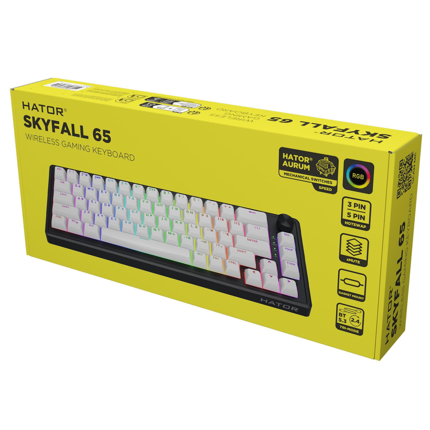 Клавиатура HATOR Skyfall 65 Wireless Black White (HTK3160UA)