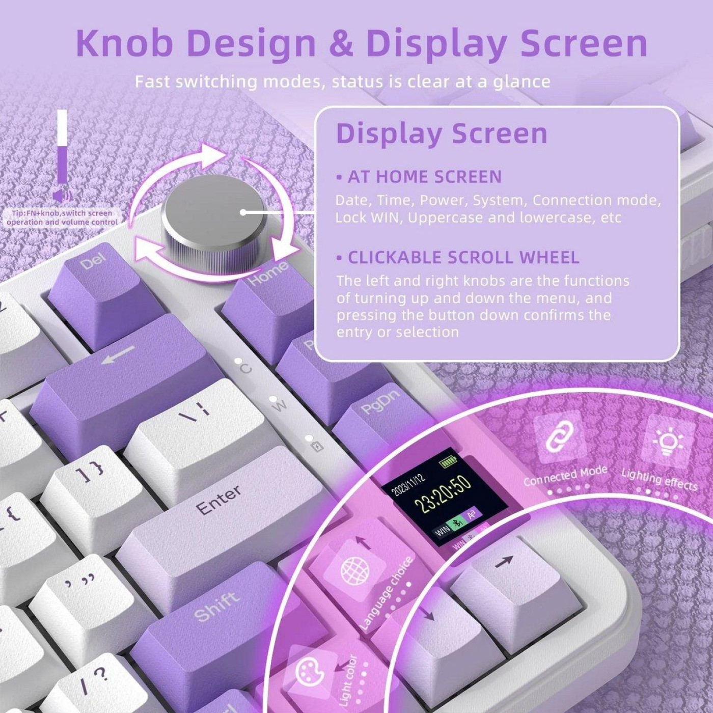 Клавіатура Attack Shark X85 Pro RGB Linear Blueberry Switches Wireless (AS-6972792471105-L) Lavender (G-000004028)