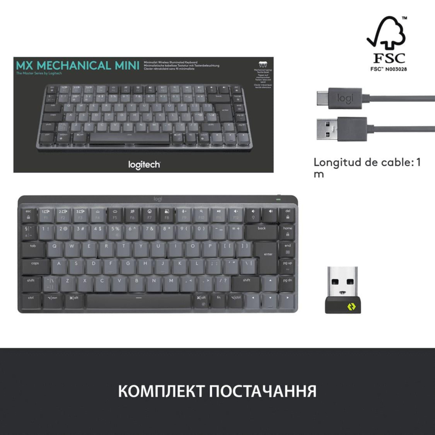 Клавіатура Logitech MX Mechanical Mini Minimalist Wireless Illuminated Graphite (920-010780)