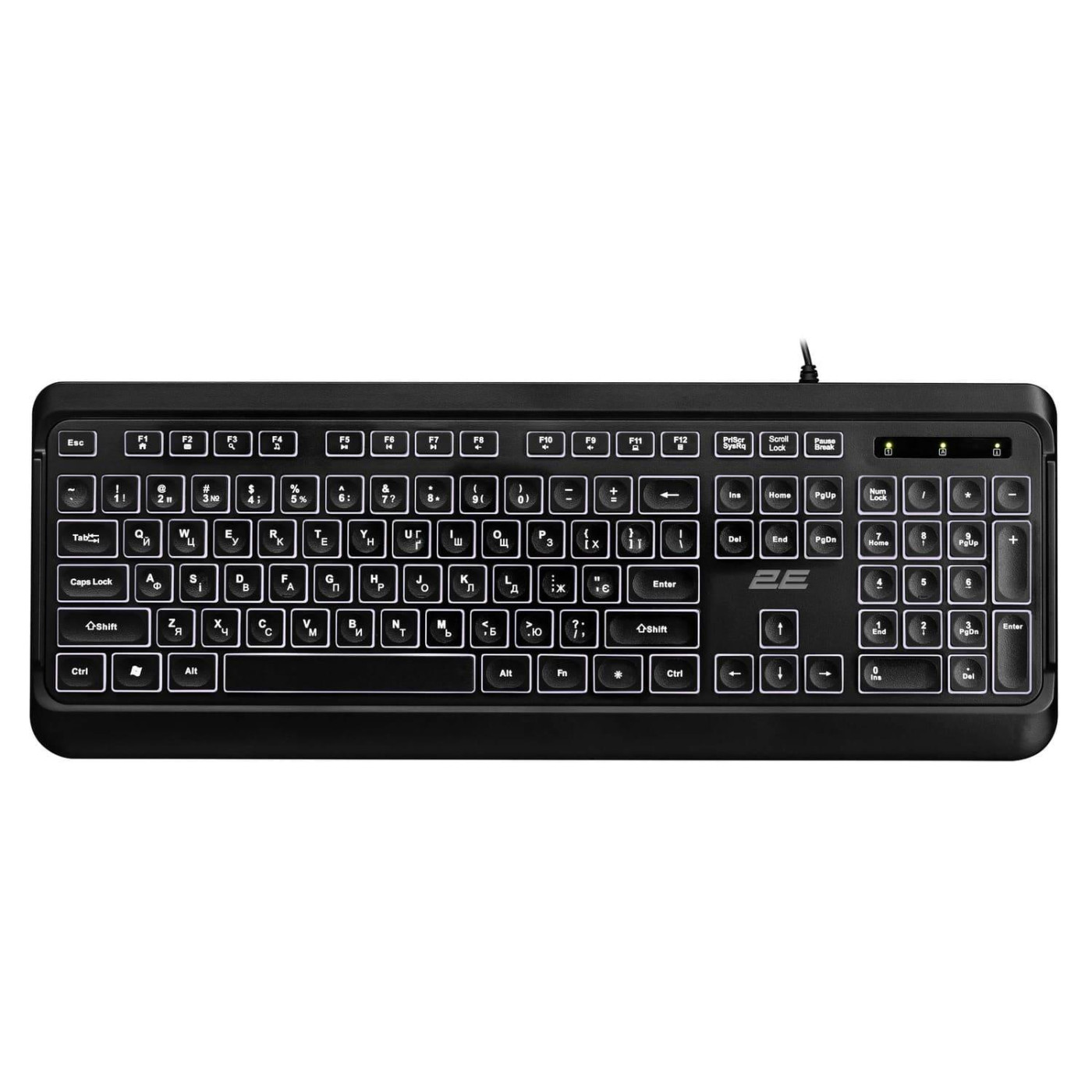 Клавіатура 2E KS120 EN/UK LED Black (2E-KS120UB_UA)