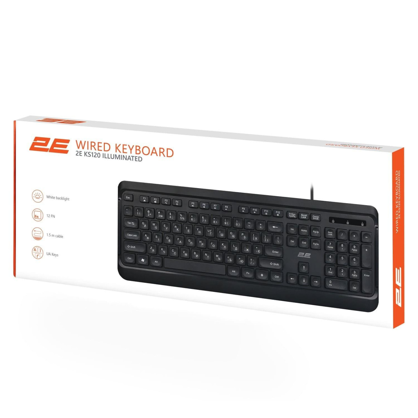 Клавіатура 2E KS120 EN/UK LED Black (2E-KS120UB_UA)