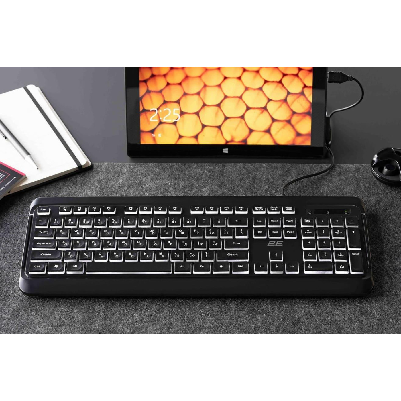 Клавіатура 2E KS120 EN/UK LED Black (2E-KS120UB_UA)