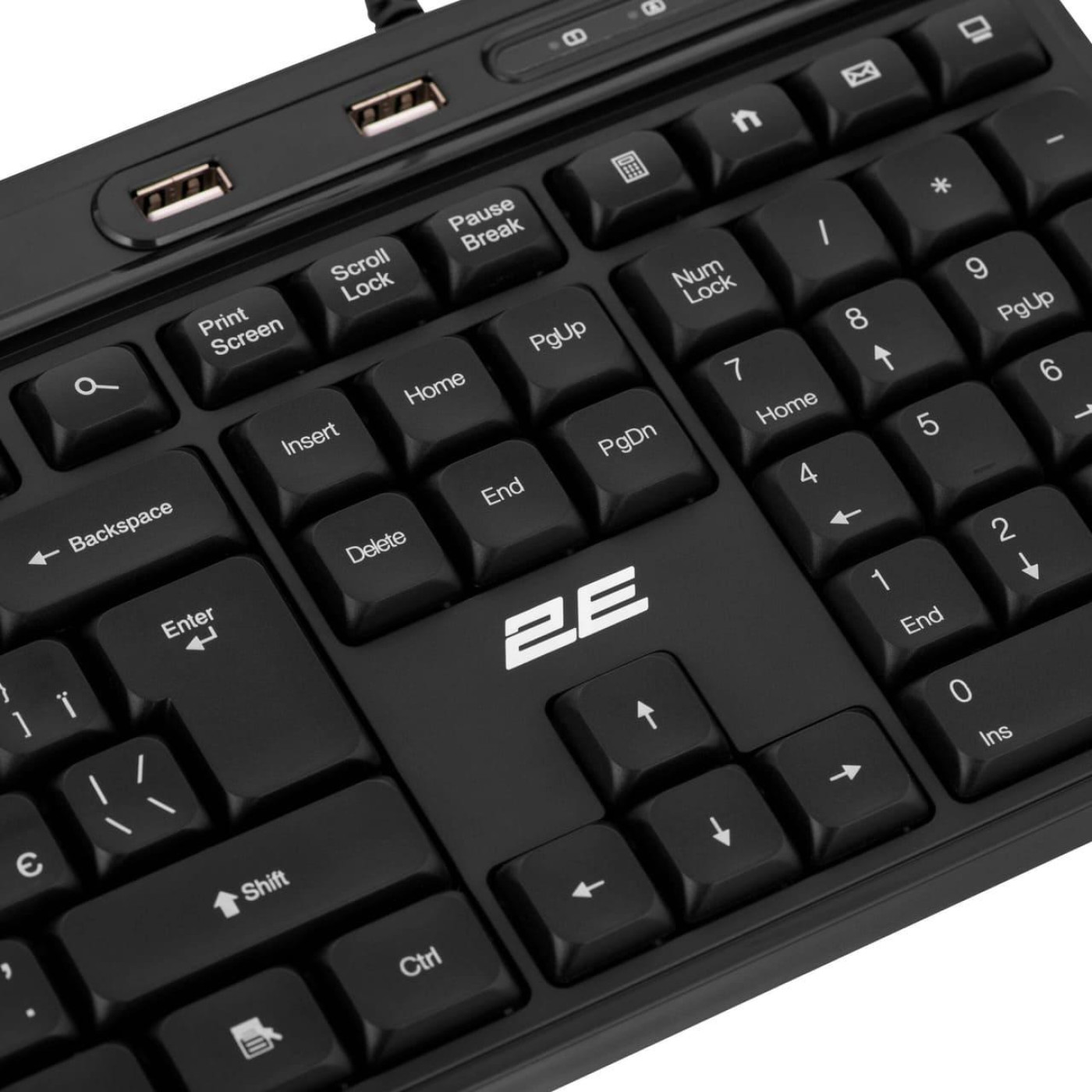 Клавіатура 2E KS1100 104key 2xUSB HUB EN/UK Black (2E-KS1100UB_UA)