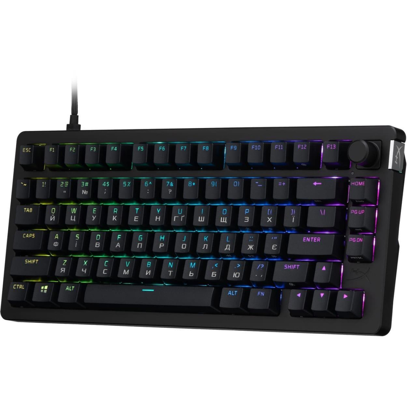 Клавиатура HyperX Alloy Rise 75key, Red, USB-A, EN/UA, RGB, чорний (7G7A4AA)