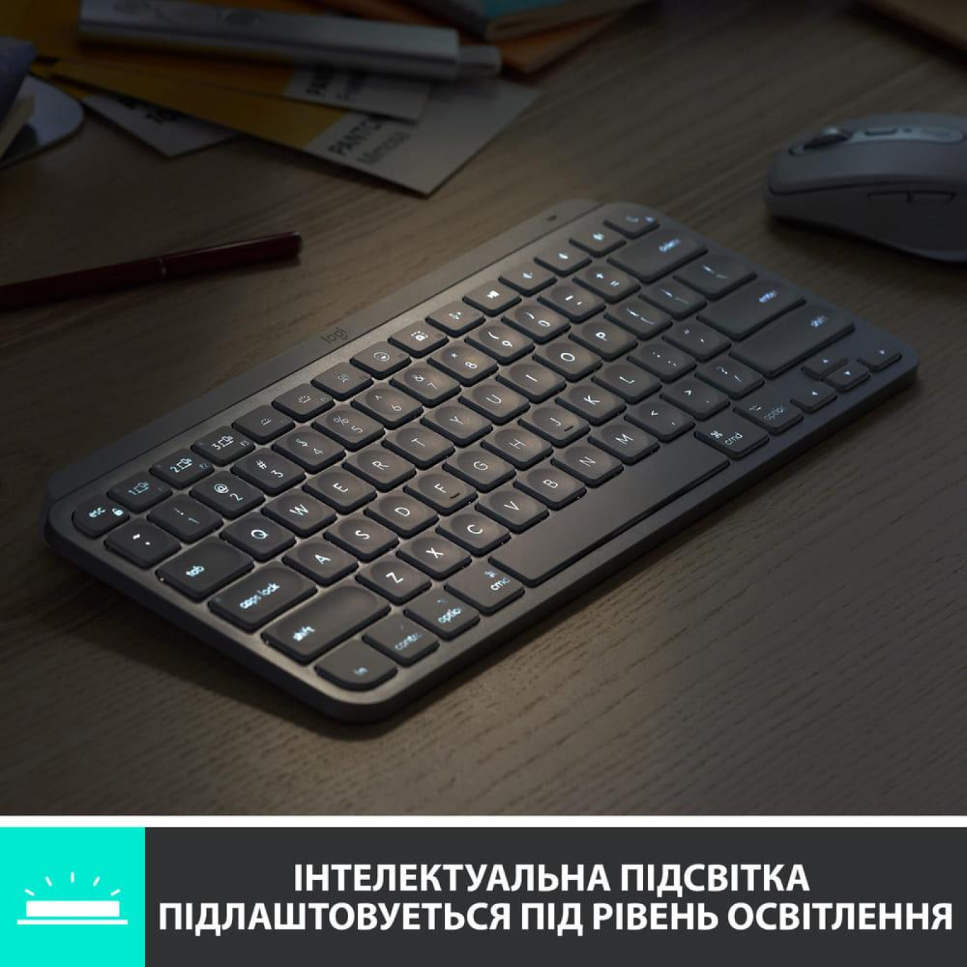 Клавиатура Logitech MX Keys Mini Wireless Illuminated Pale Grey (920-010499)