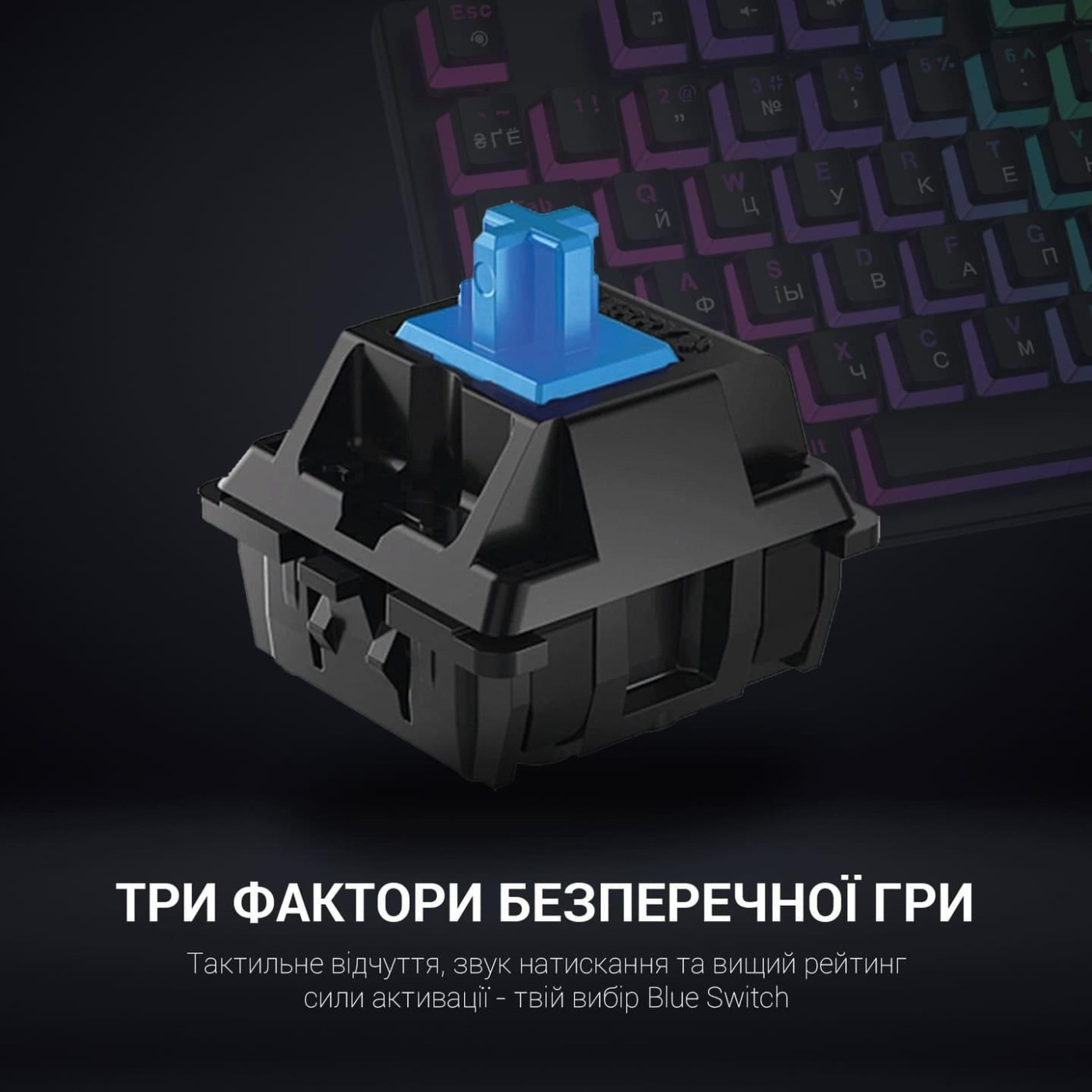 Клавиатура GamePro MK80B Blue Switch RGB USB Black (MK80B)