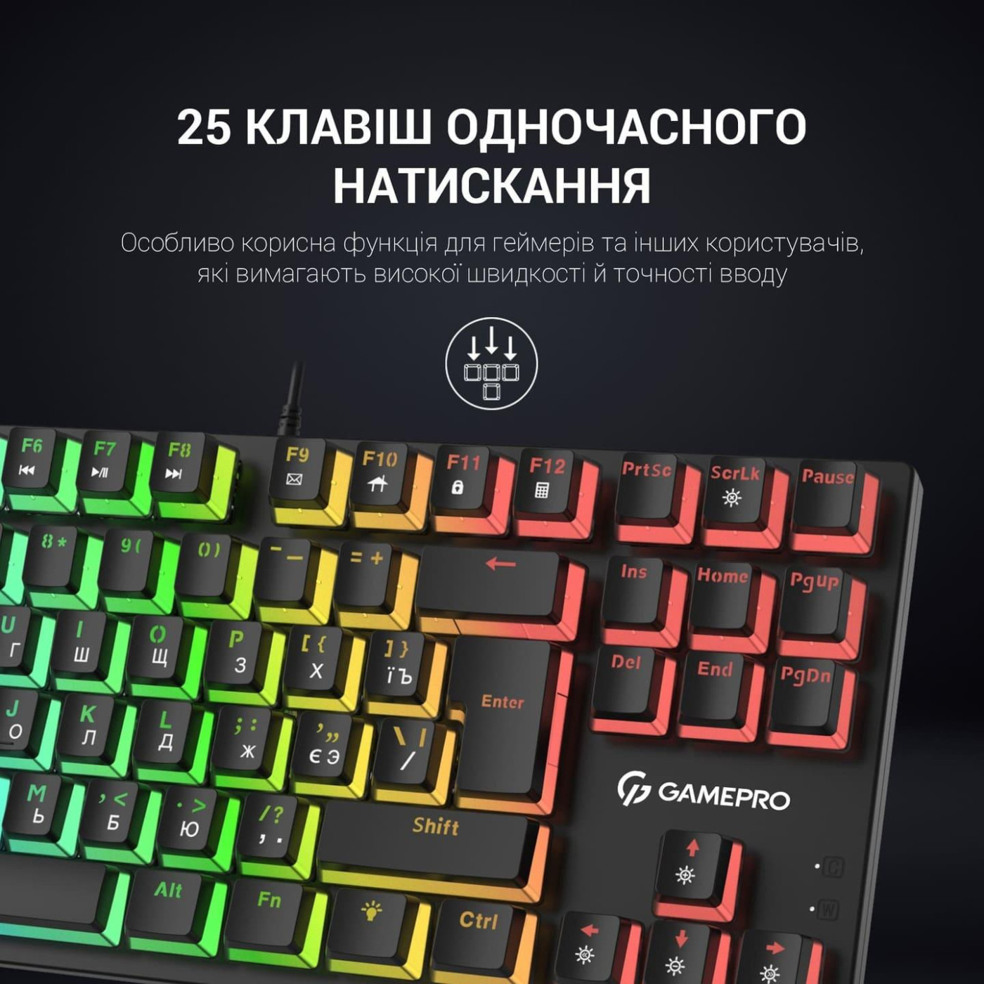 Клавиатура GamePro MK80B Blue Switch RGB USB Black (MK80B)