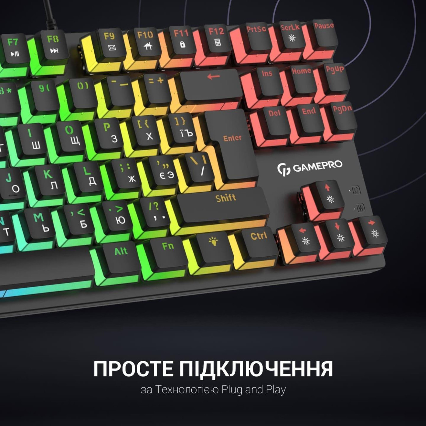 Клавиатура GamePro MK80B Blue Switch RGB USB Black (MK80B)
