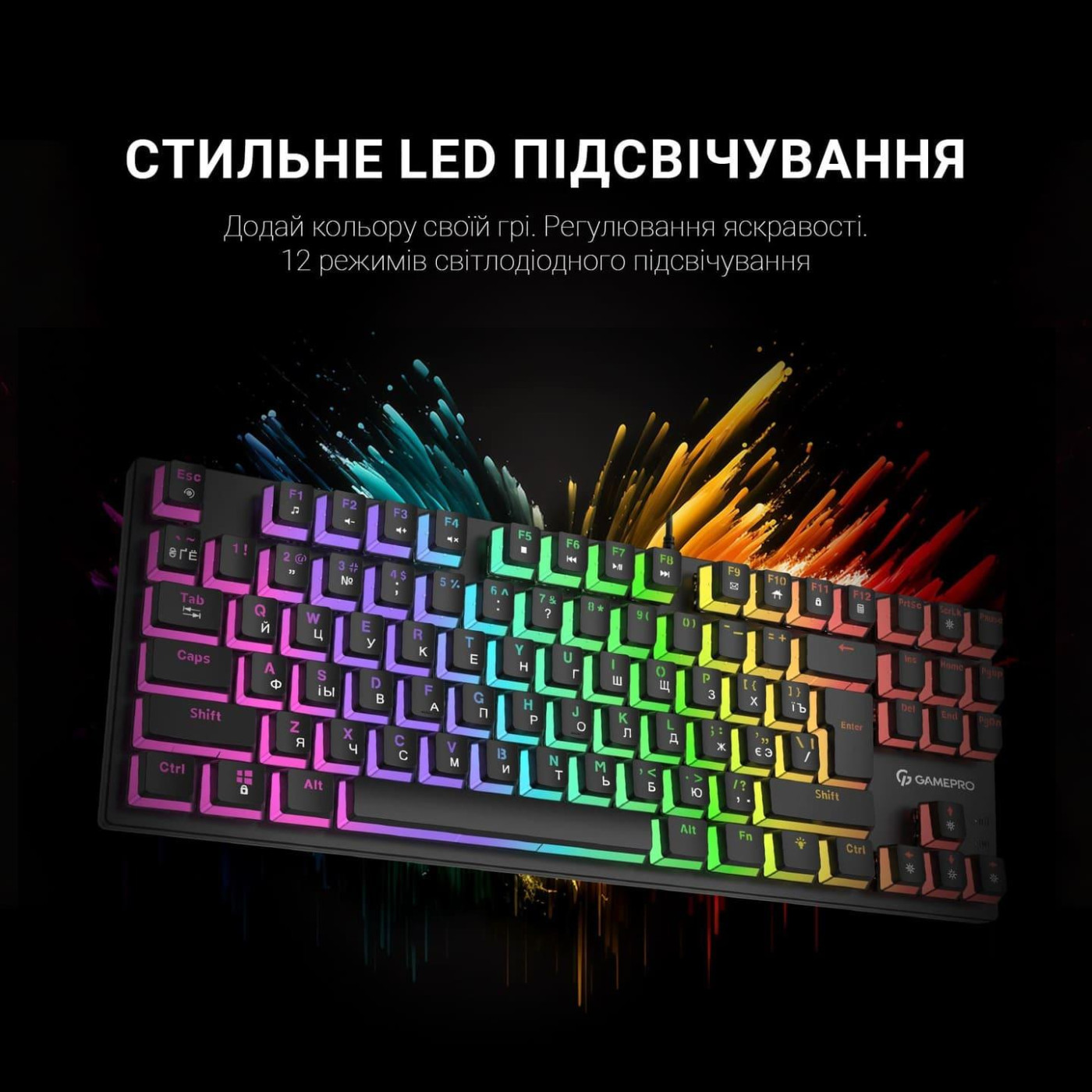 Клавиатура GamePro MK80B Blue Switch RGB USB Black (MK80B)