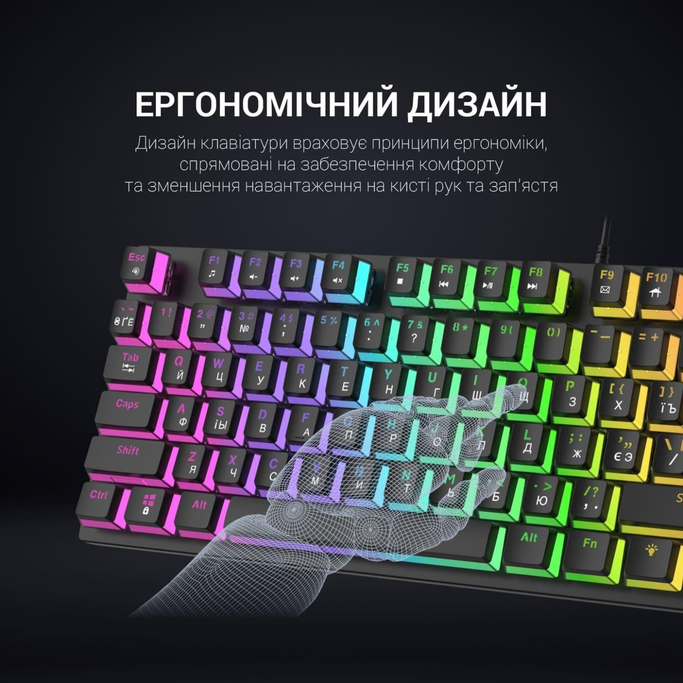 Клавиатура GamePro MK80B Blue Switch RGB USB Black (MK80B)