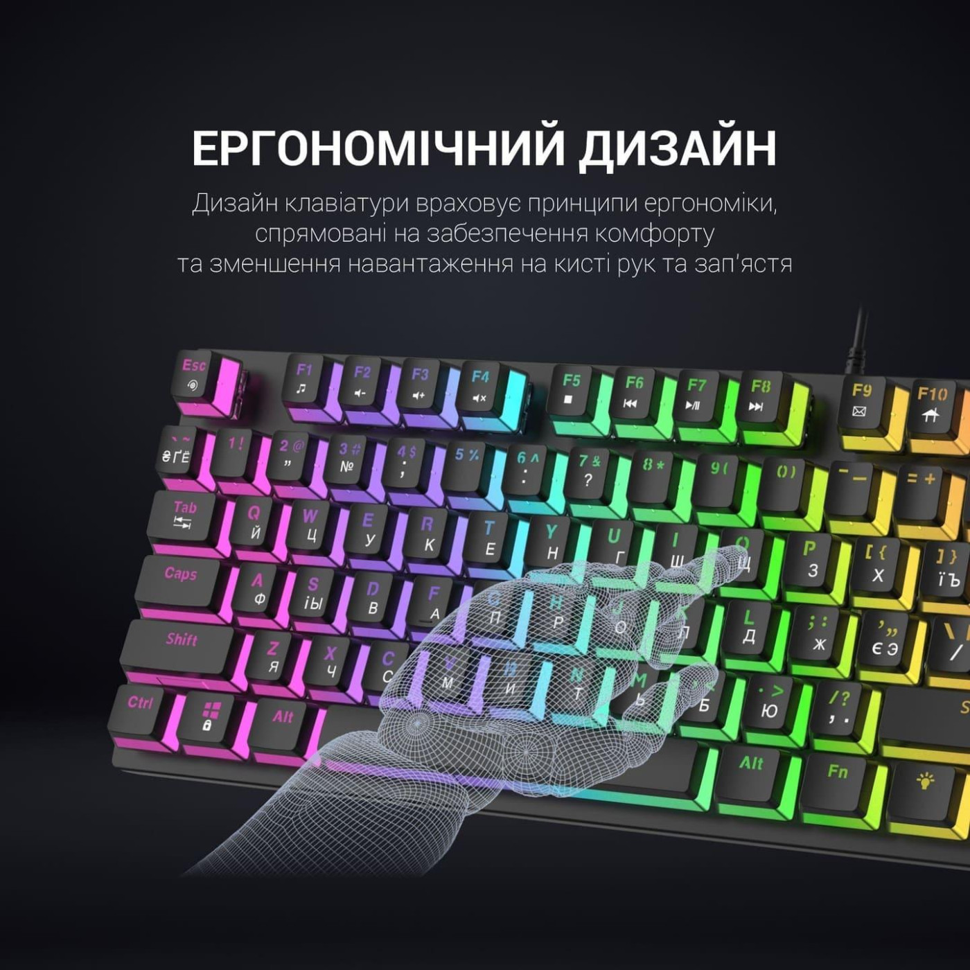 Клавиатура GamePro MK80R Red Switch RGB USB Black (MK80R)