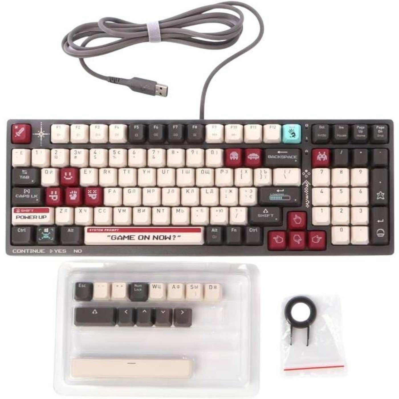 Клавіатура Bloody A4Tech S98 USB (Pixels Red) Gray White (S98 (Pixels Red))