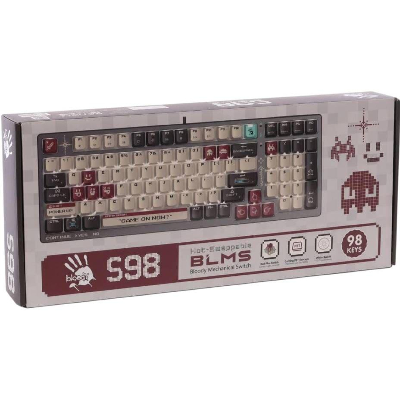 Клавіатура Bloody A4Tech S98 USB (Pixels Red) Gray White (S98 (Pixels Red))