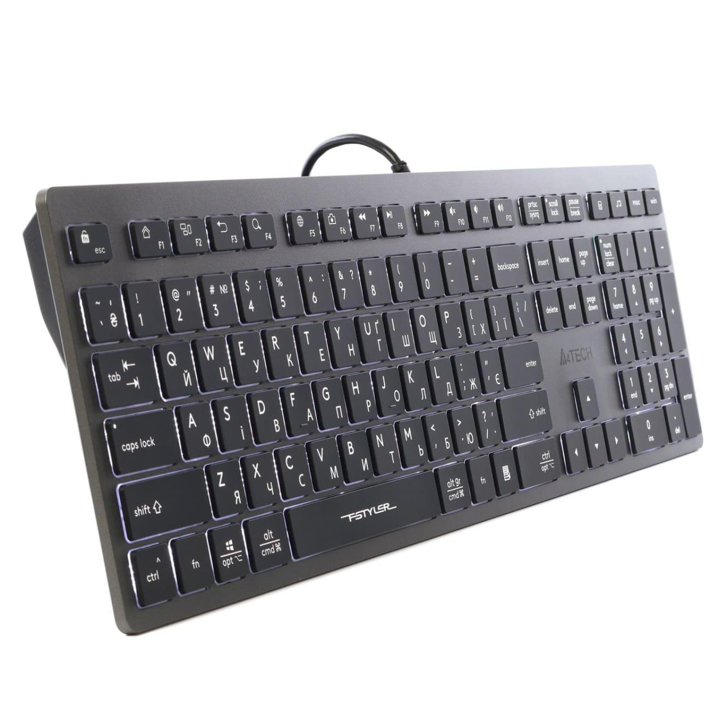 Клавіатура A4Tech Fstyler FX60H White Backlit USB Grey (FX60H USB (Grey) White backlit)