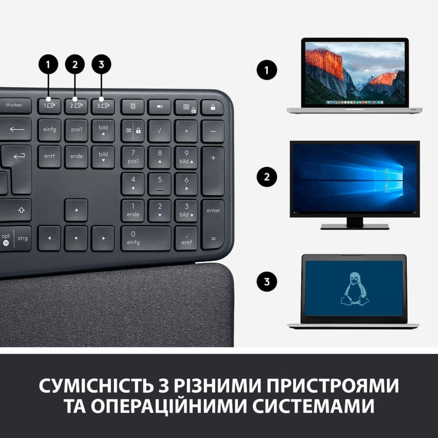 Клавиатура Logitech K860 ERGO Graphite (920-010108)