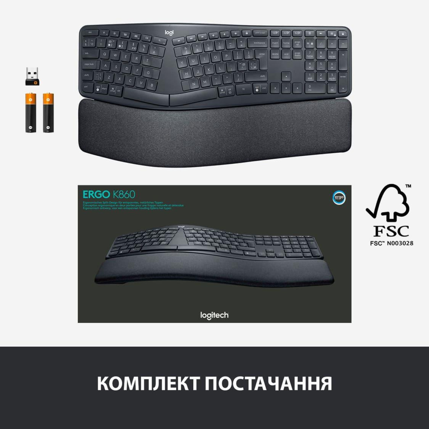 Клавиатура Logitech K860 ERGO Graphite (920-010108)