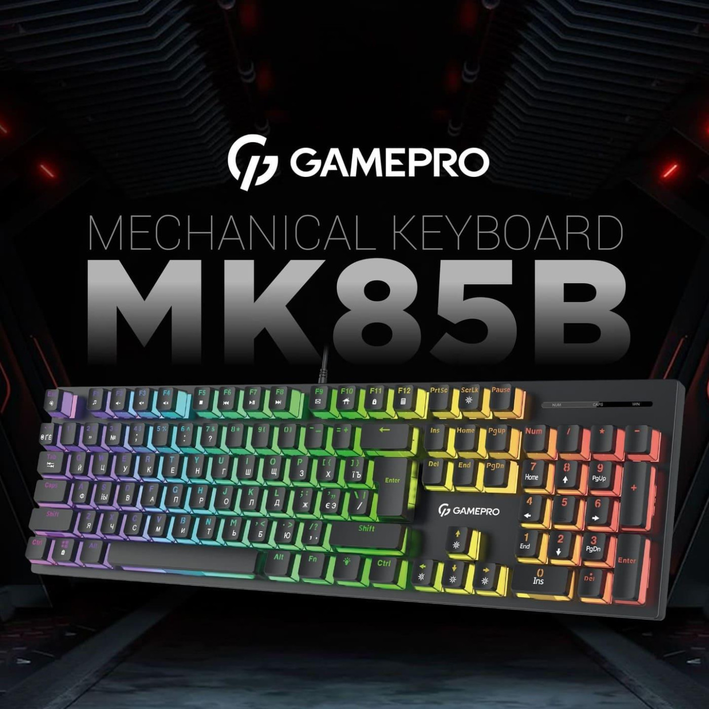Клавиатура GamePro MK85B Blue Switch RGB USB Black (MK85B)