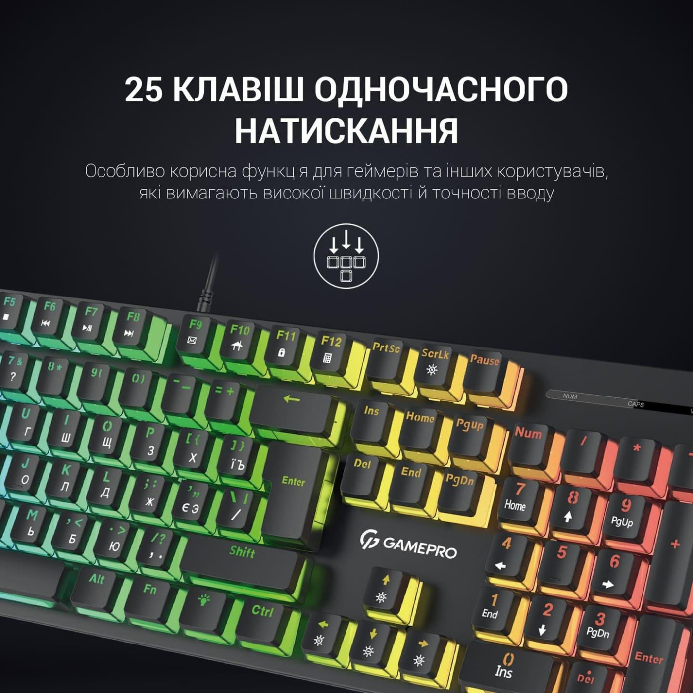 Клавиатура GamePro MK85B Blue Switch RGB USB Black (MK85B)