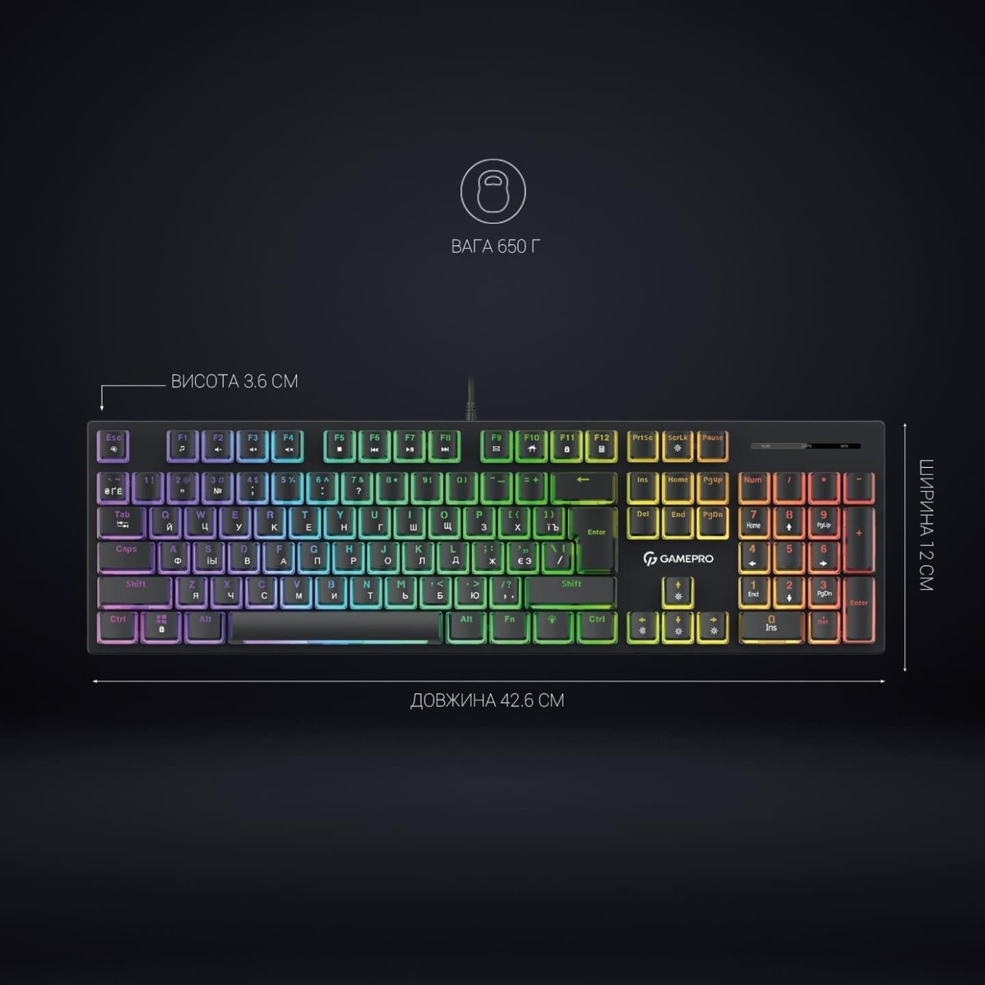 Клавиатура GamePro MK85R Red Switch RGB USB Black (MK85R)