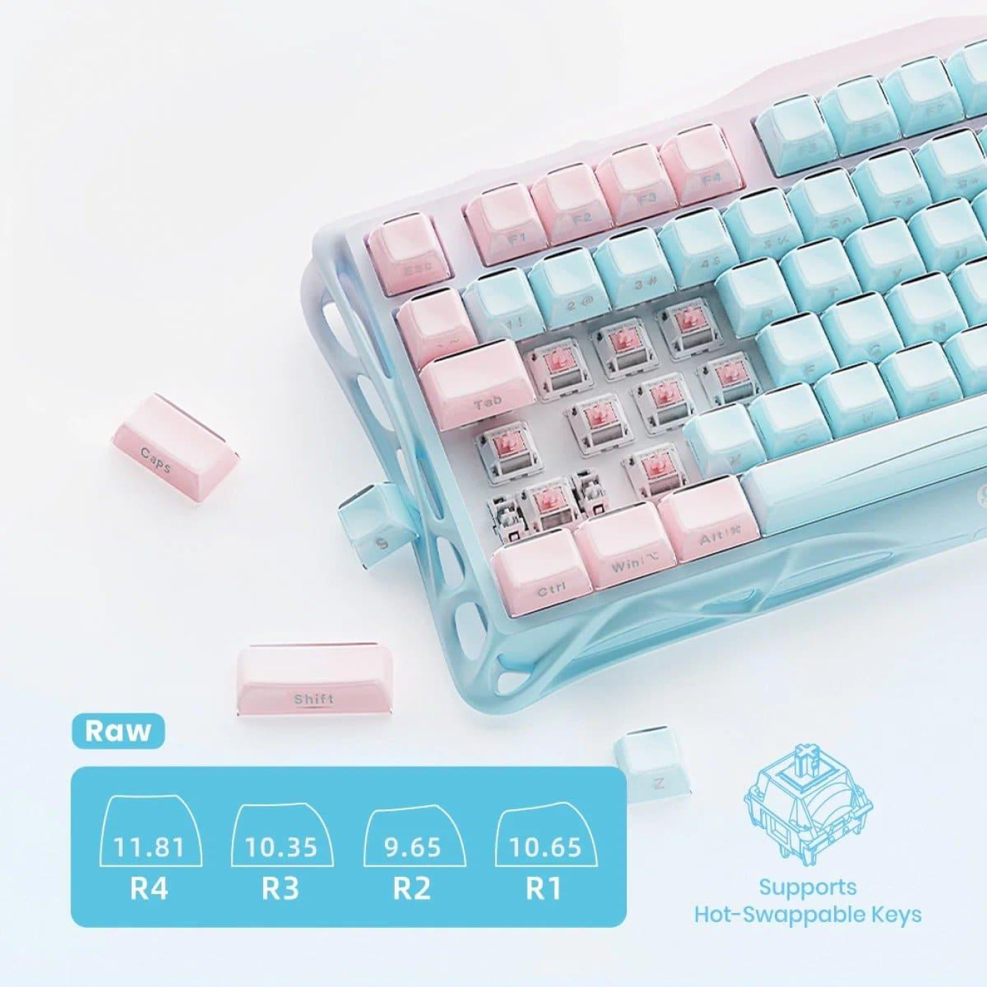 Клавиатура GravaStar Mercury K1 Lite 80keys BSUN Grey BT/WL/USB Aurora Mist (GSK1LITE_PM_MINT)