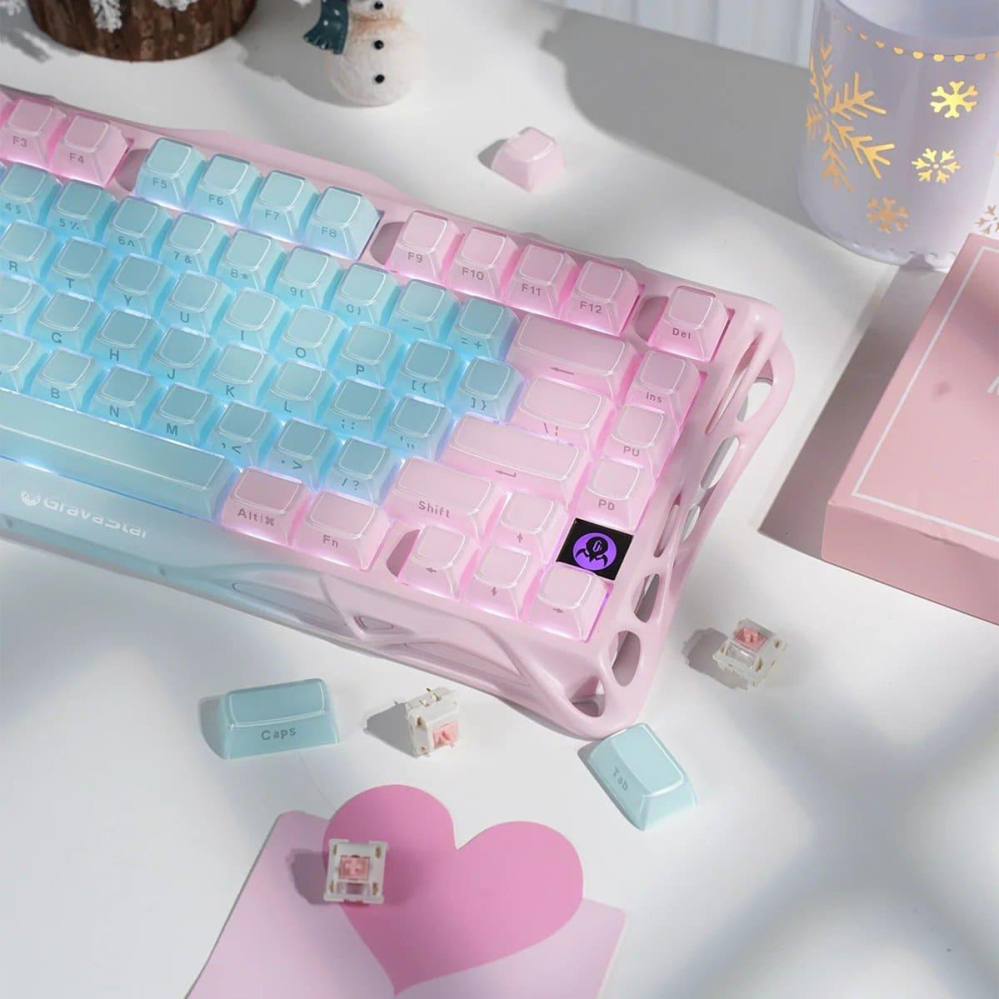 Клавиатура GravaStar Mercury K1 Lite 80keys BSUN Grey BT/WL/USB Aurora Mist (GSK1LITE_PM_MINT)