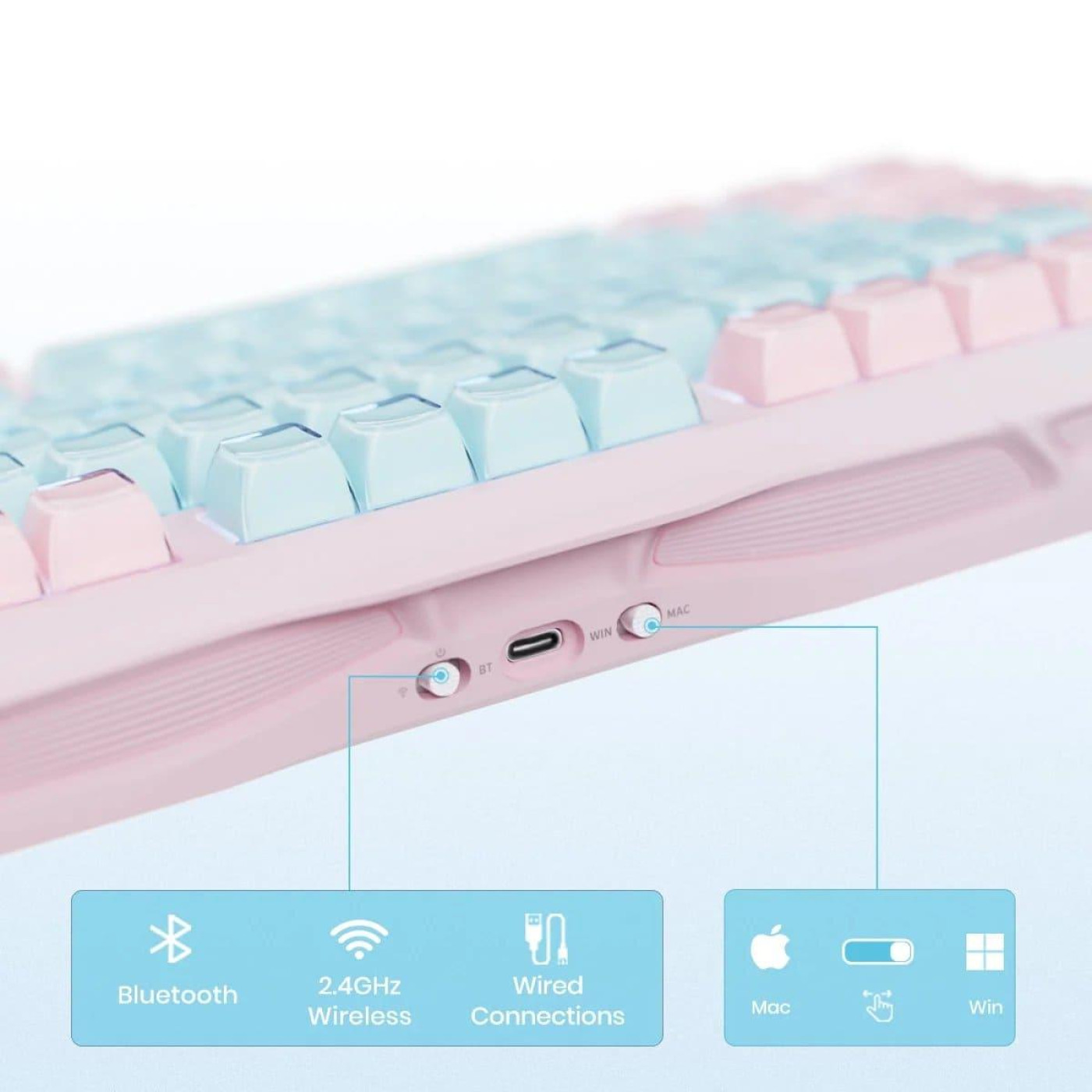 Клавиатура GravaStar Mercury K1 Lite 80keys BSUN Grey BT/WL/USB Aurora Mist (GSK1LITE_PM_MINT)