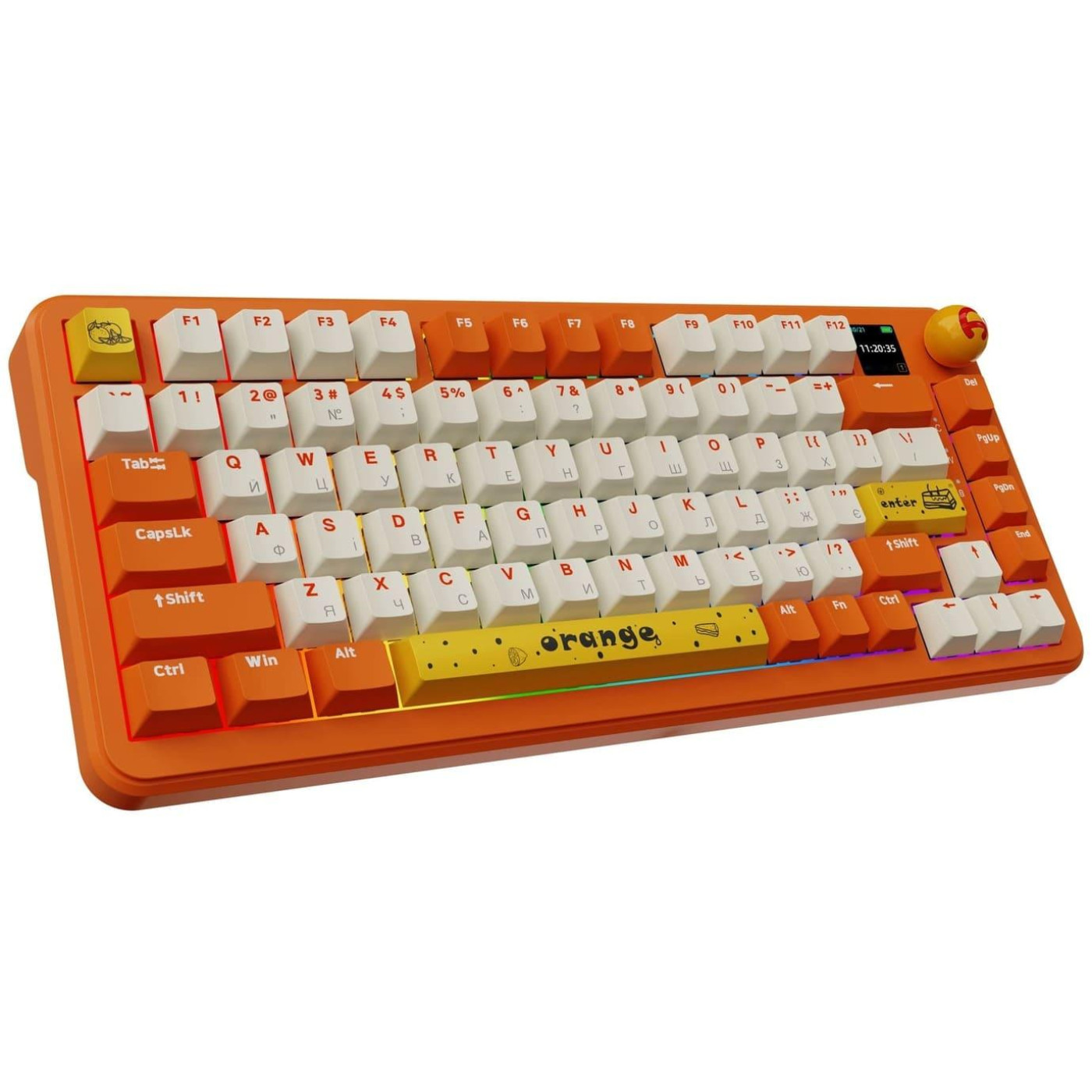 Клавіатура Ajazz AK820 MAX Avocado Switch Orange-White (AK820MAX-AS-OW)