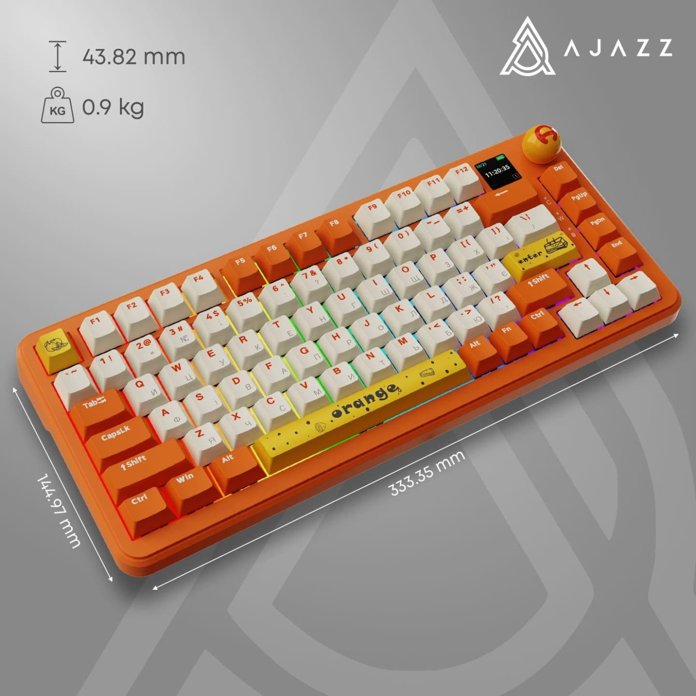 Клавіатура Ajazz AK820 MAX Avocado Switch Orange-White (AK820MAX-AS-OW)