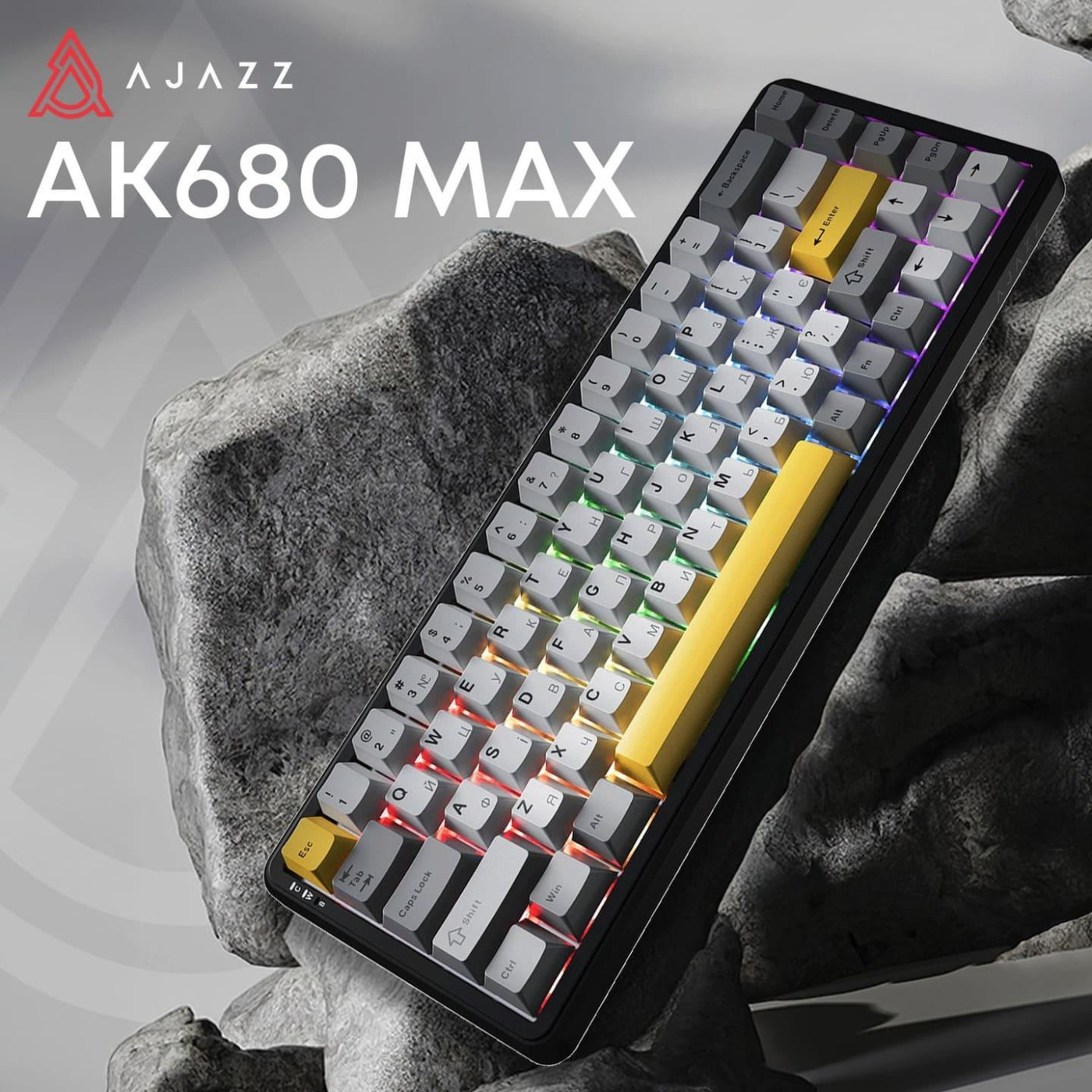 Клавіатура Ajazz AK680 MAX Magnetic switches Black Gray Yellow (AK680-M-BGY-AW)