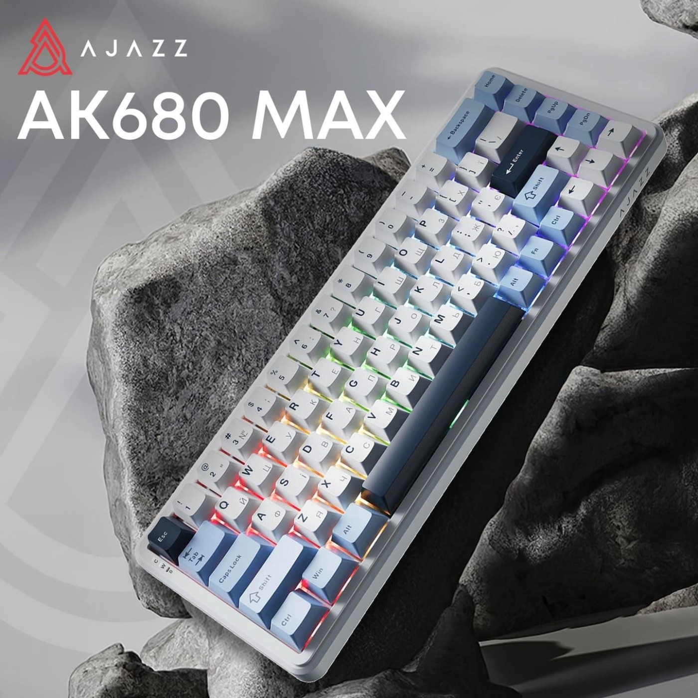 Клавіатура Ajazz AK680 MAX Magnetic switches Blue White Dark Blue (AK680-M-BWD-AW)