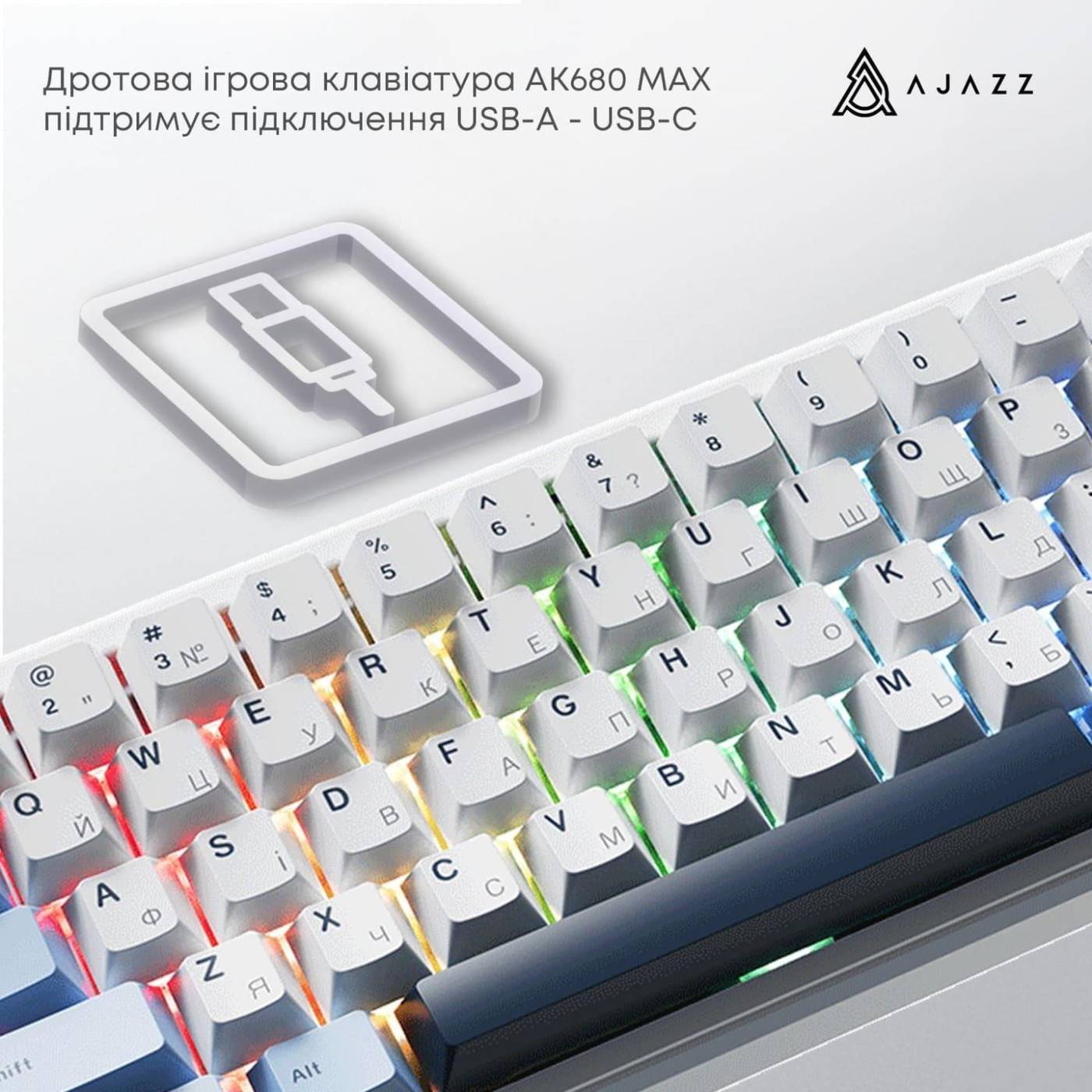 Клавіатура Ajazz AK680 MAX Magnetic switches Blue White Dark Blue (AK680-M-BWD-AW)